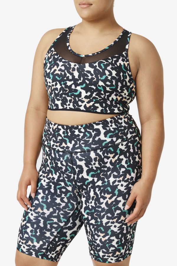 Uplift Racerback Bra Top Black Animal Print Fila Outlets
