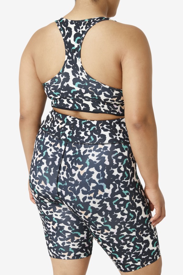Uplift Racerback Bra Top Black Animal Print Fila Outlets