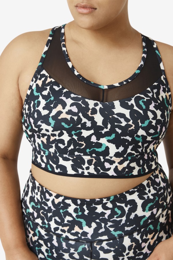 Uplift Racerback Bra Top Black Animal Print Fila Outlets