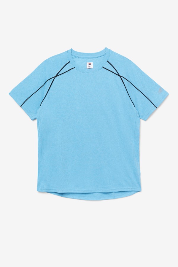 Fila Outlets Pickleball Short Sleeve Crew Caribbean Sea Heather/Black