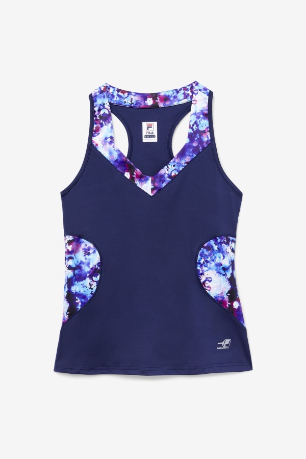 Pickleball Halter Tank Fila Outlets Navy Print/Navy