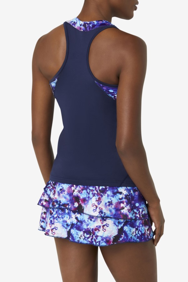 Pickleball Halter Tank Fila Outlets Navy Print/Navy