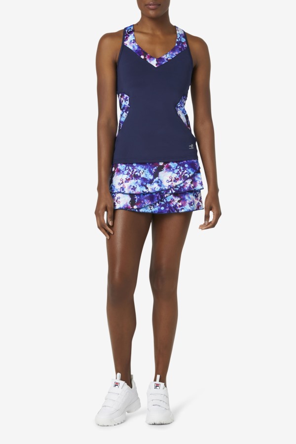 Pickleball Halter Tank Fila Outlets Navy Print/Navy