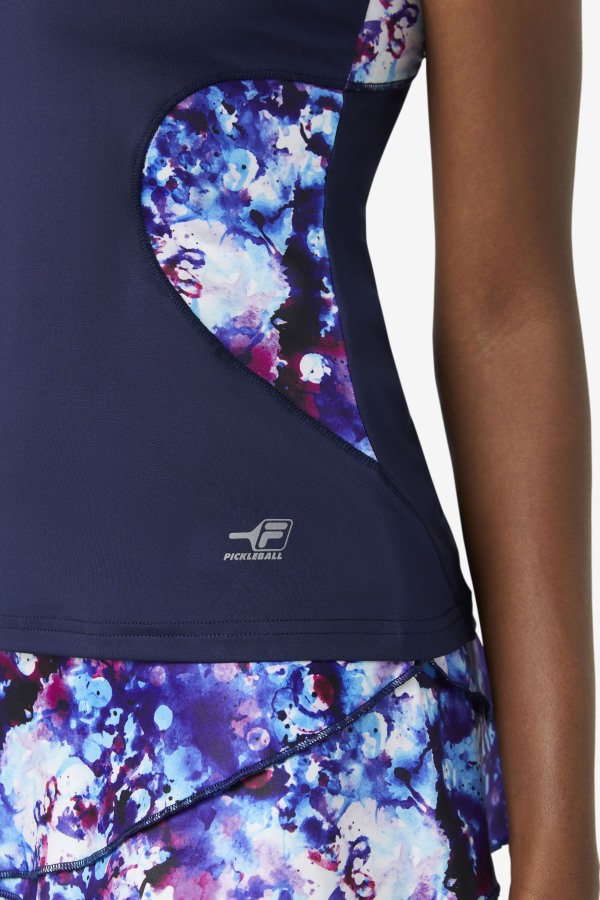 Pickleball Halter Tank Fila Outlets Navy Print/Navy