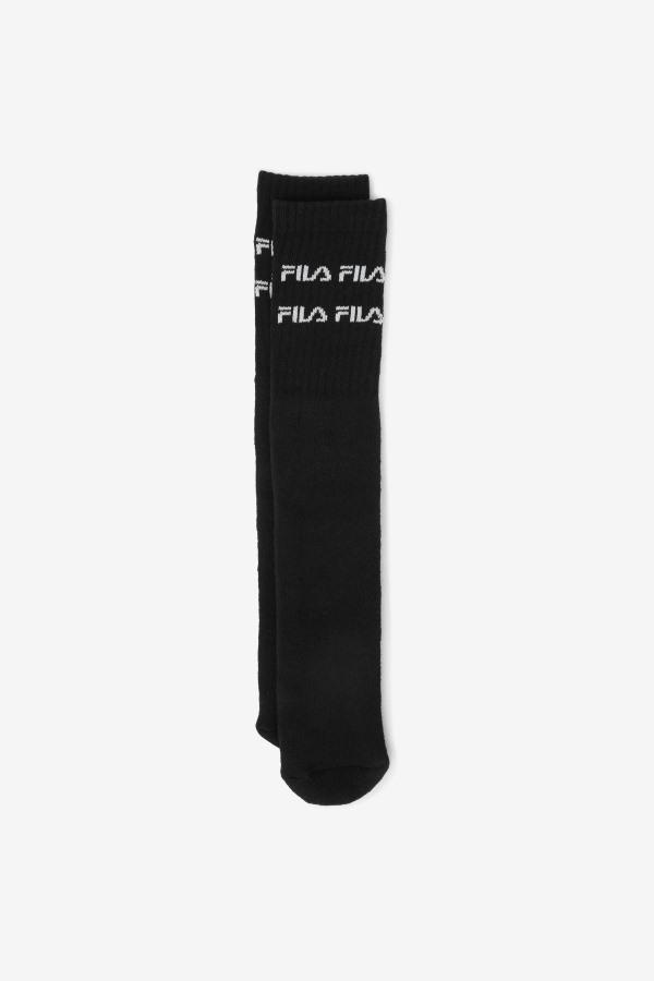 Black Fila Outlets Double Line Logo Knee High Sock