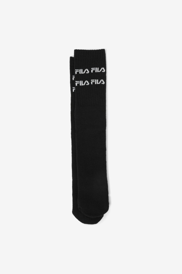 Black Fila Outlets Double Line Logo Knee High Sock
