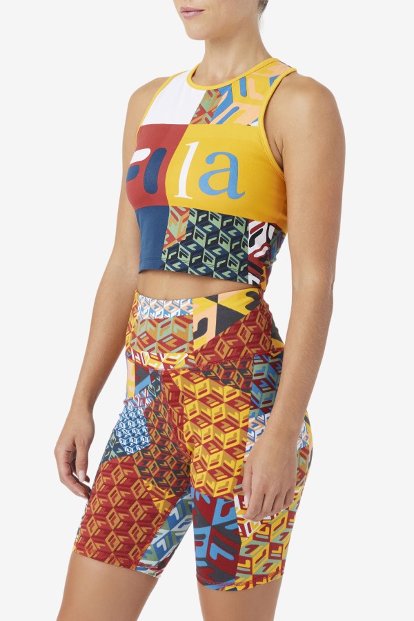 Yellow/White/Rhubarb/Ocean Zhuri Tank Fila Outlets