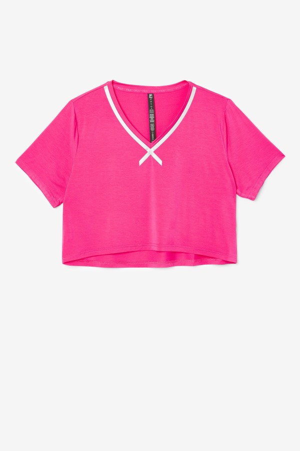 Bright Pink Fi-Lux High-Low Crop Top Fila Outlets