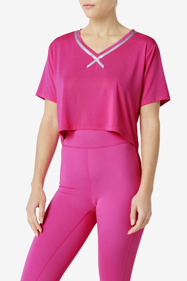 Bright Pink Fi-Lux High-Low Crop Top Fila Outlets
