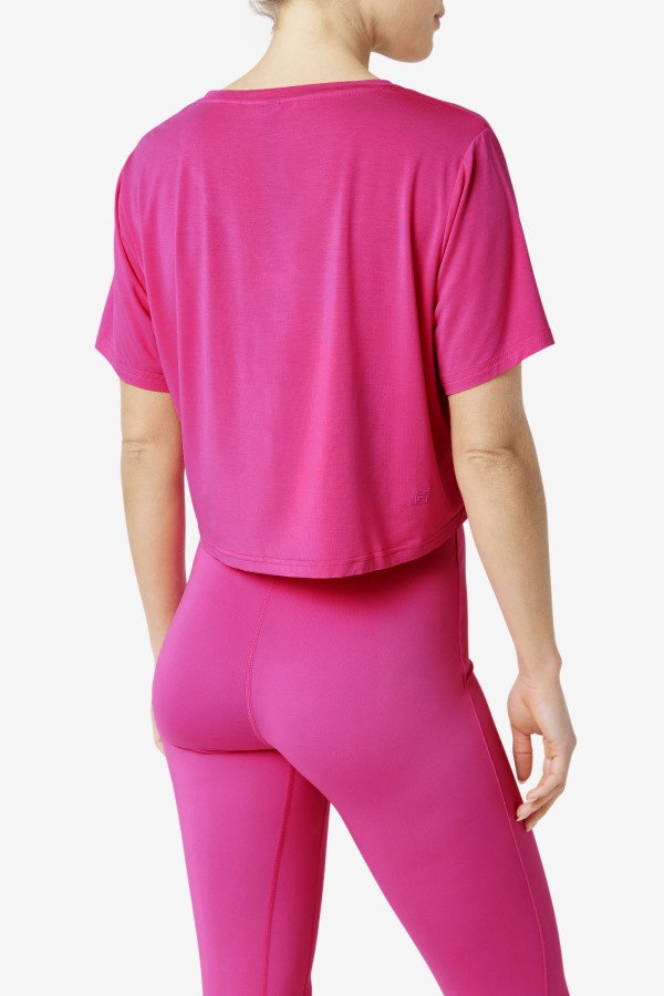 Bright Pink Fi-Lux High-Low Crop Top Fila Outlets
