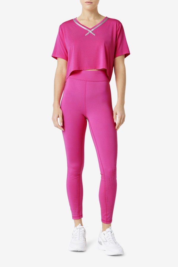 Bright Pink Fi-Lux High-Low Crop Top Fila Outlets
