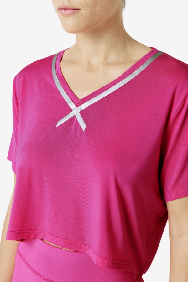 Bright Pink Fi-Lux High-Low Crop Top Fila Outlets