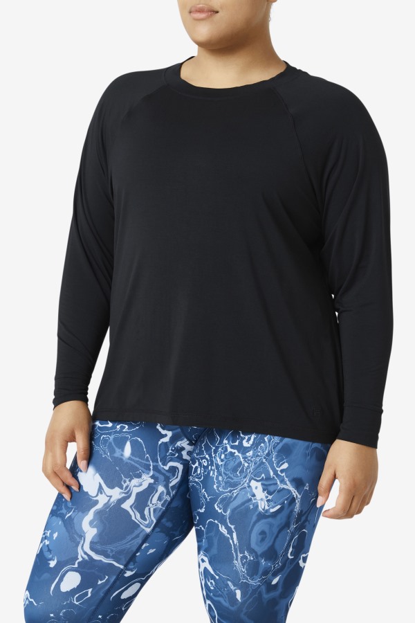 Fila Outlets Fi-Lux Mesh Back Long Sleeve Crew Black