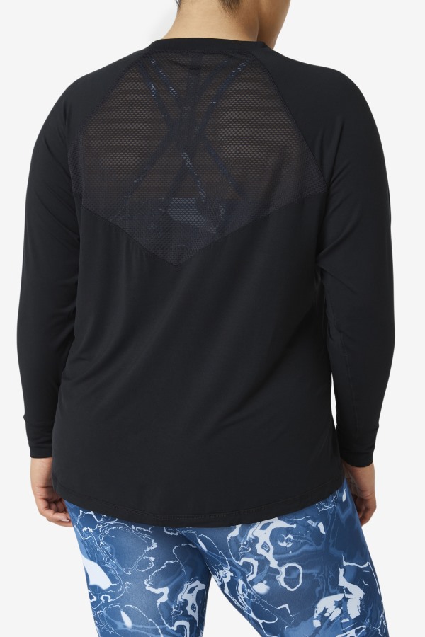 Fila Outlets Fi-Lux Mesh Back Long Sleeve Crew Black