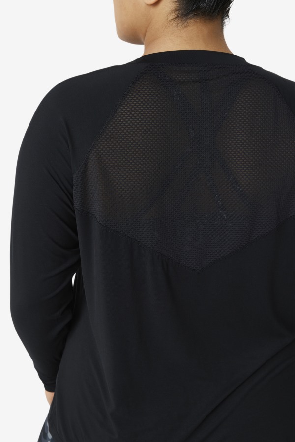 Fila Outlets Fi-Lux Mesh Back Long Sleeve Crew Black
