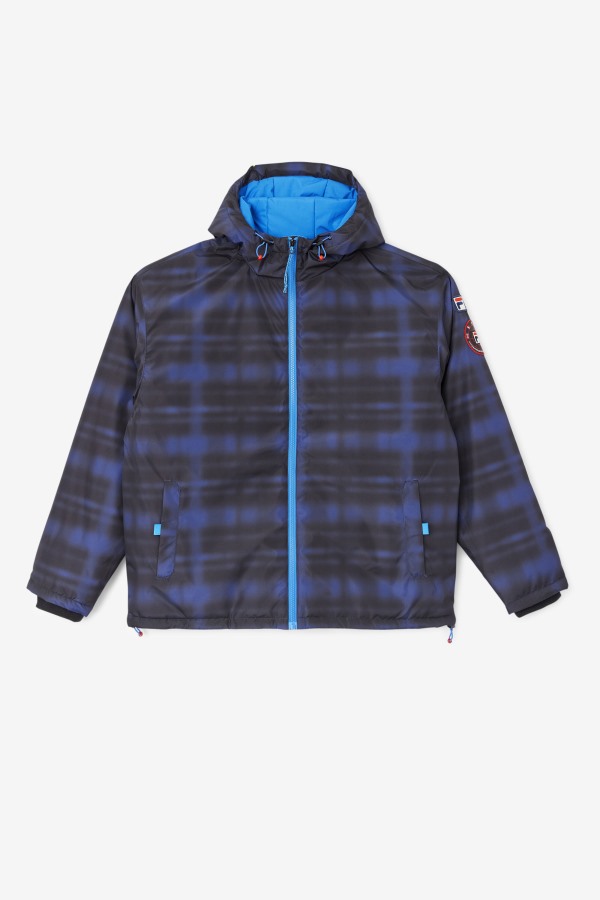 Blue Shadow Check Fila Outlets Beta Puffer Jacket
