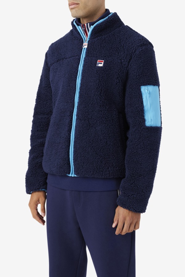 Yale Sherpa Jacket Fila Outlets Navy/Aquarius