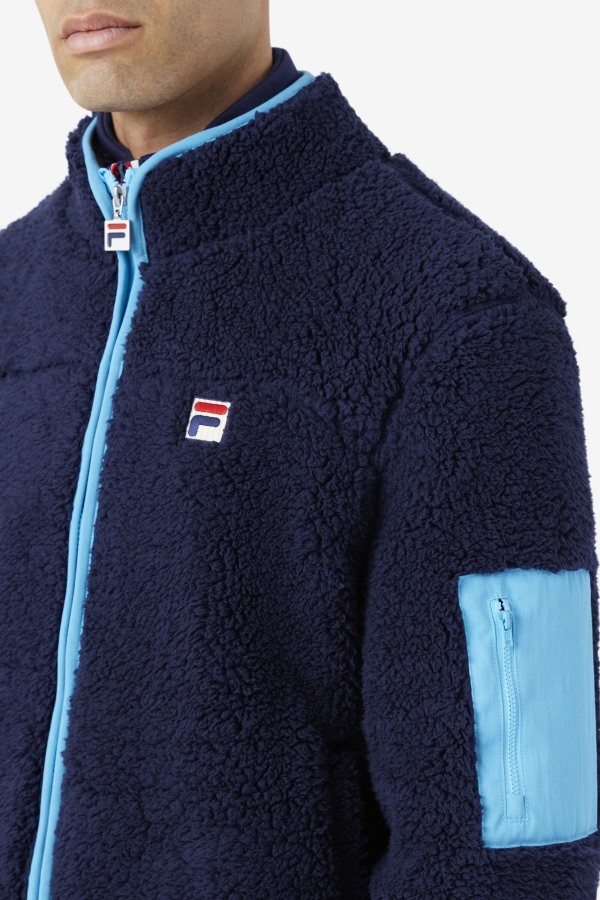 Yale Sherpa Jacket Fila Outlets Navy/Aquarius