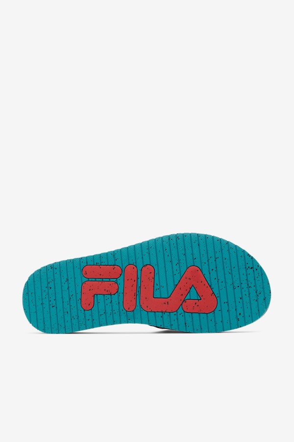 Fila Outlets Black/Capri Breeze/Red Men\'s Lunar Slide