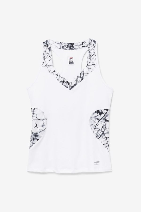 Fila Outlets Pickleball Halter Tank Marble Print/White