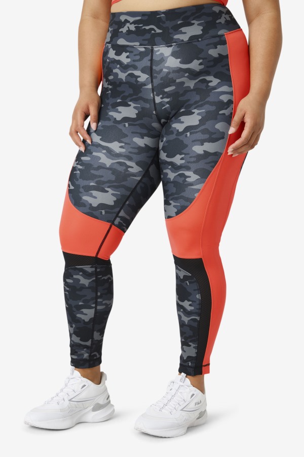 Forza Color Blocked Legging Fila Outlets Dark Camo/Hot Coral/Black