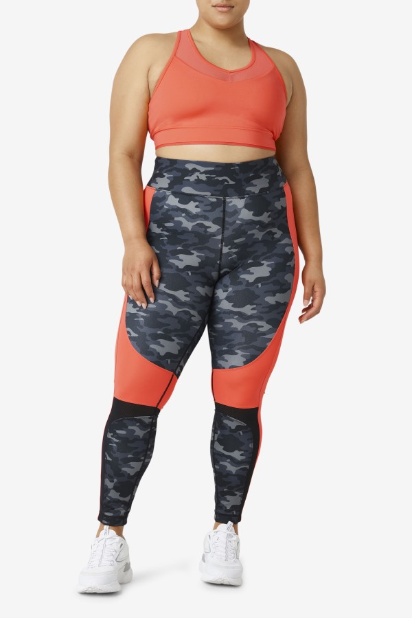 Forza Color Blocked Legging Fila Outlets Dark Camo/Hot Coral/Black