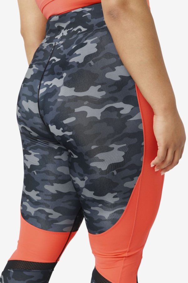 Forza Color Blocked Legging Fila Outlets Dark Camo/Hot Coral/Black