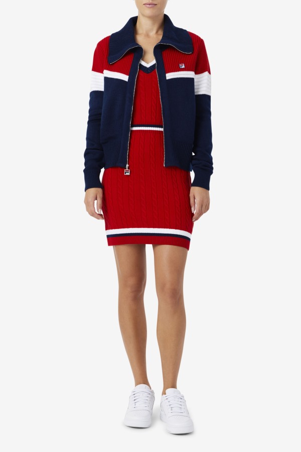 Navy/Red/White Fila Outlets Jill Cardigan