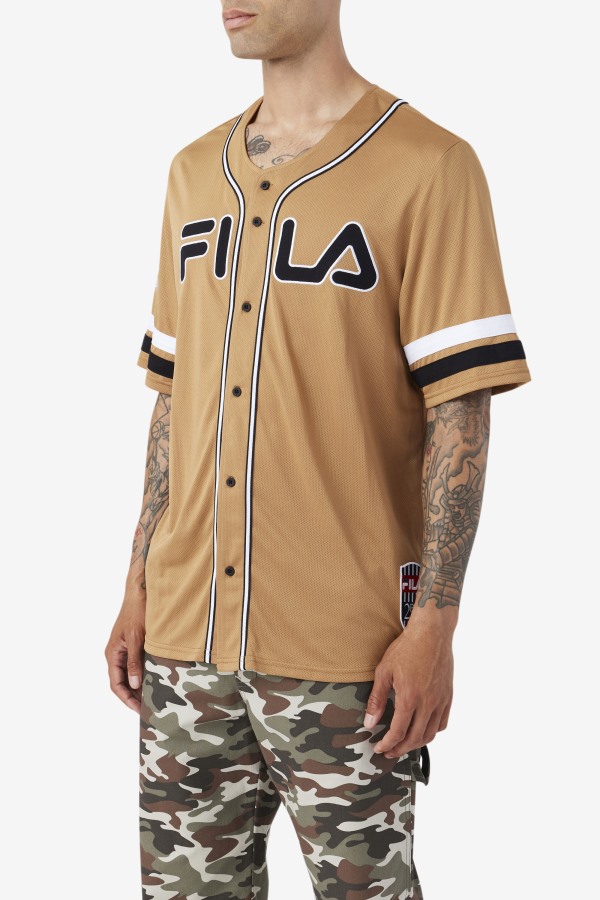 Fila Outlets Tobacco Brown/Black/White 2Pac Baseball Jersey