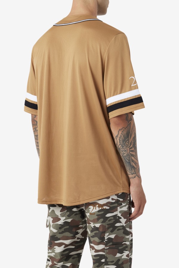 Fila Outlets Tobacco Brown/Black/White 2Pac Baseball Jersey