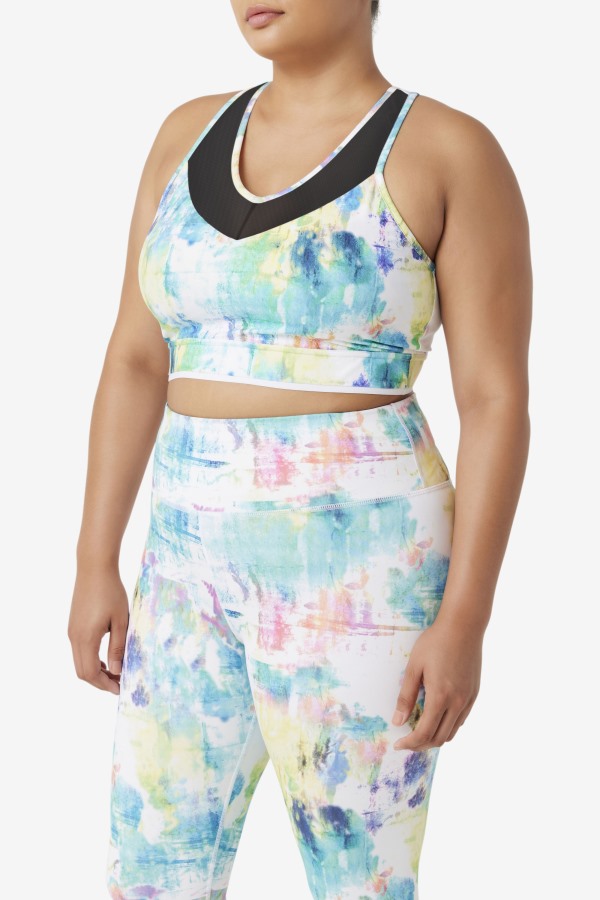 Tie Dye/Black/White Uplift Racerback Bra Top Fila Outlets