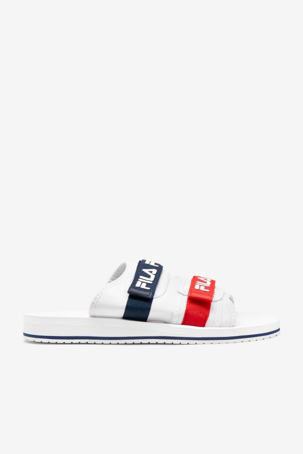 White/Navy/Red Fila Outlets Men's utility silde