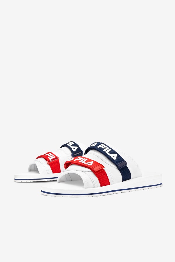 White/Navy/Red Fila Outlets Men\'s utility silde