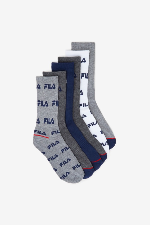 Ltgreyhth Kids' Crew Sock 6-Pack Fila Outlets