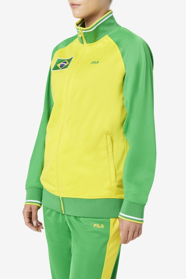 Fila Outlets Brazil Track Jacket Yellow/Fern Green/White
