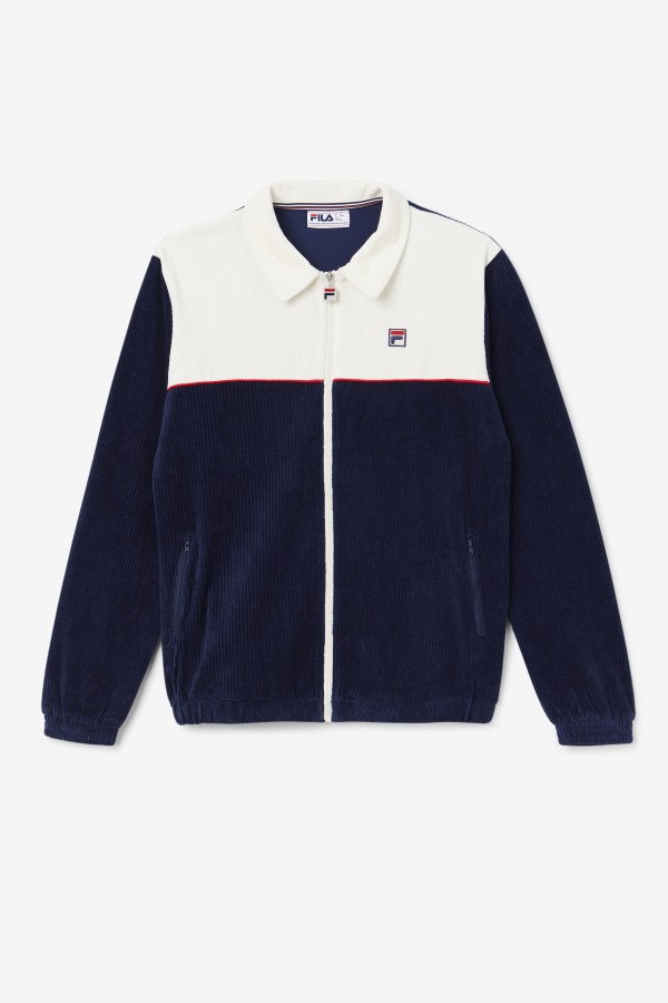 Fila Outlets Gerard Velour Jacket Navy/Egret/Red