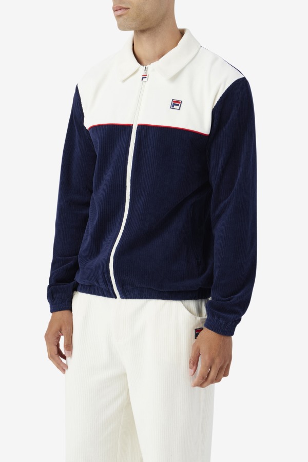 Fila Outlets Gerard Velour Jacket Navy/Egret/Red