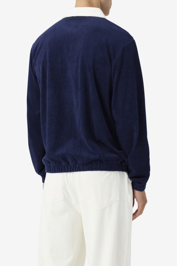 Fila Outlets Gerard Velour Jacket Navy/Egret/Red
