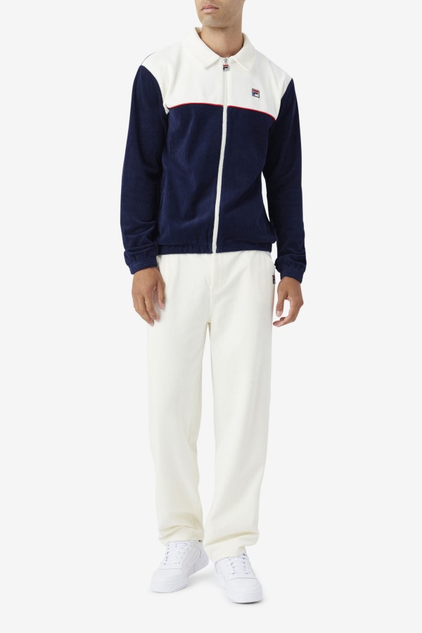 Fila Outlets Gerard Velour Jacket Navy/Egret/Red
