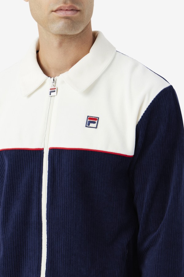 Fila Outlets Gerard Velour Jacket Navy/Egret/Red