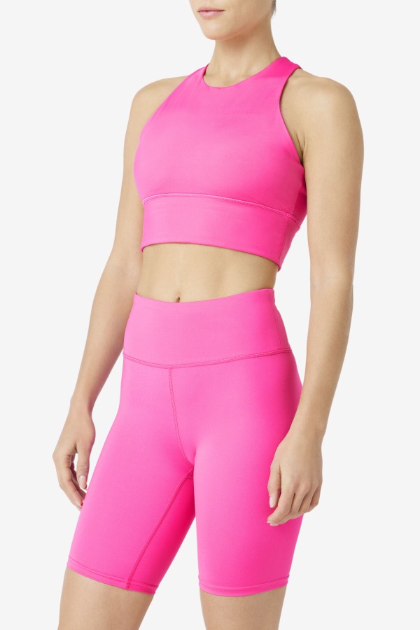 Fila Outlets Uplift High Neck Sports Bra Bright Pink