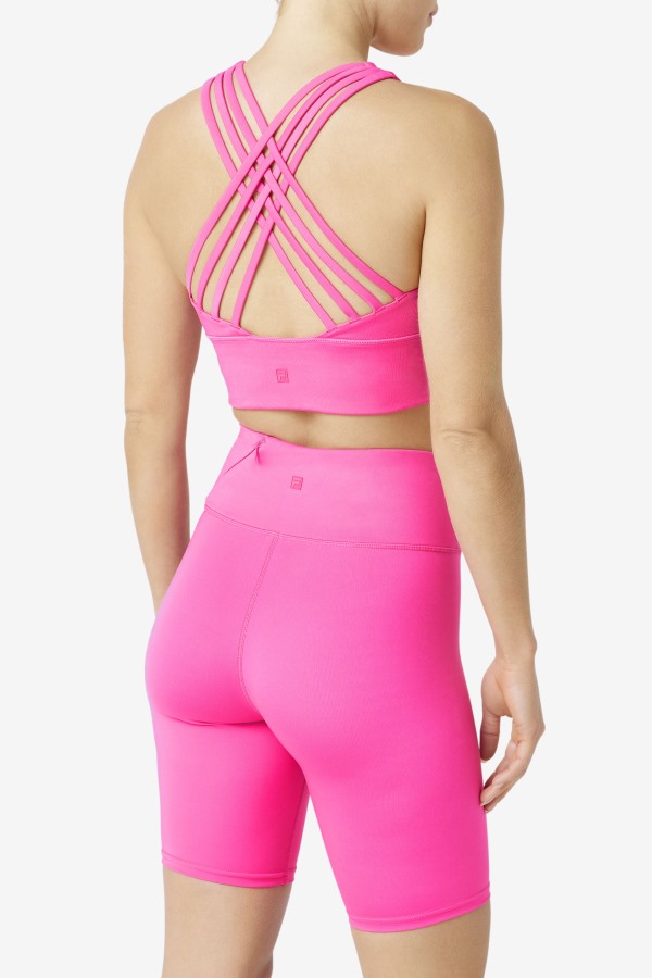 Fila Outlets Uplift High Neck Sports Bra Bright Pink
