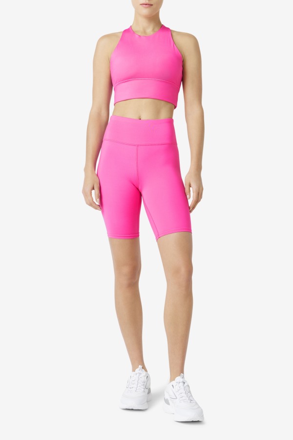 Fila Outlets Uplift High Neck Sports Bra Bright Pink