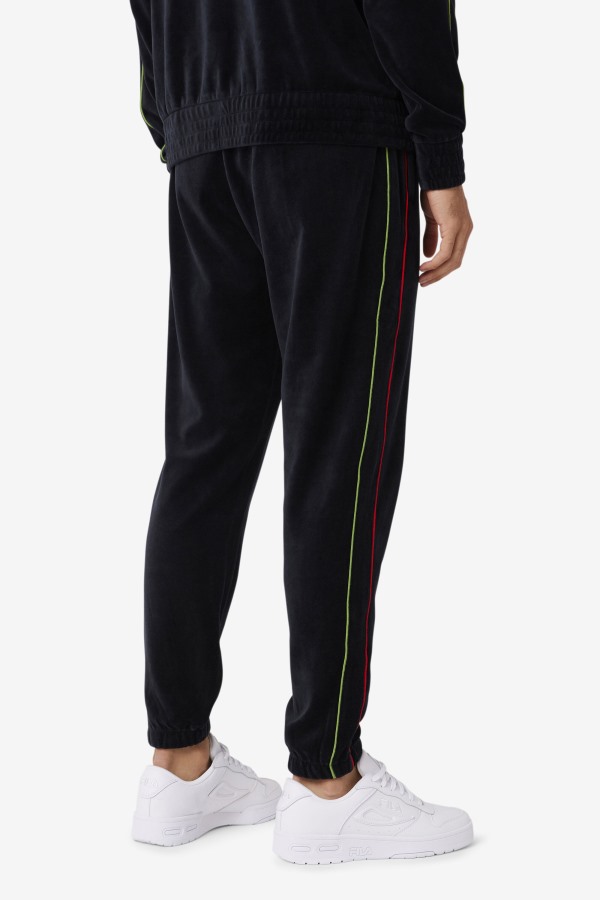 Fila Outlets Deverall Velour Pant Black/Red/Forest Green
