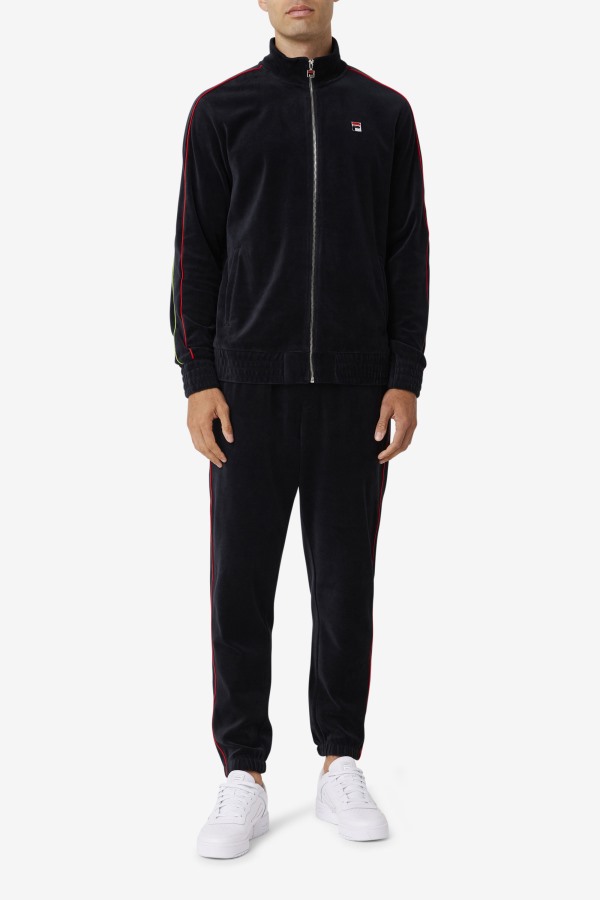 Fila Outlets Deverall Velour Pant Black/Red/Forest Green