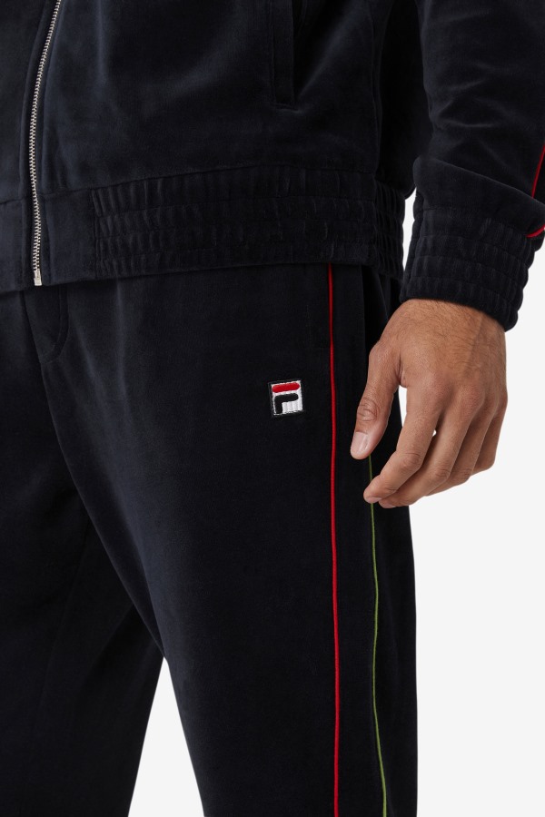 Fila Outlets Deverall Velour Pant Black/Red/Forest Green