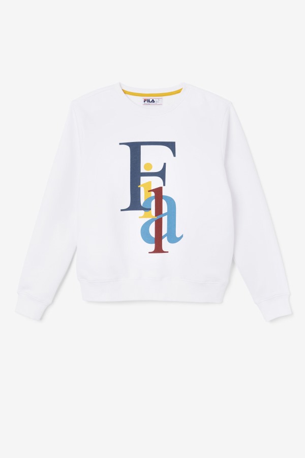 White/Ocean/Yellow Fila Outlets Araceli Crewneck