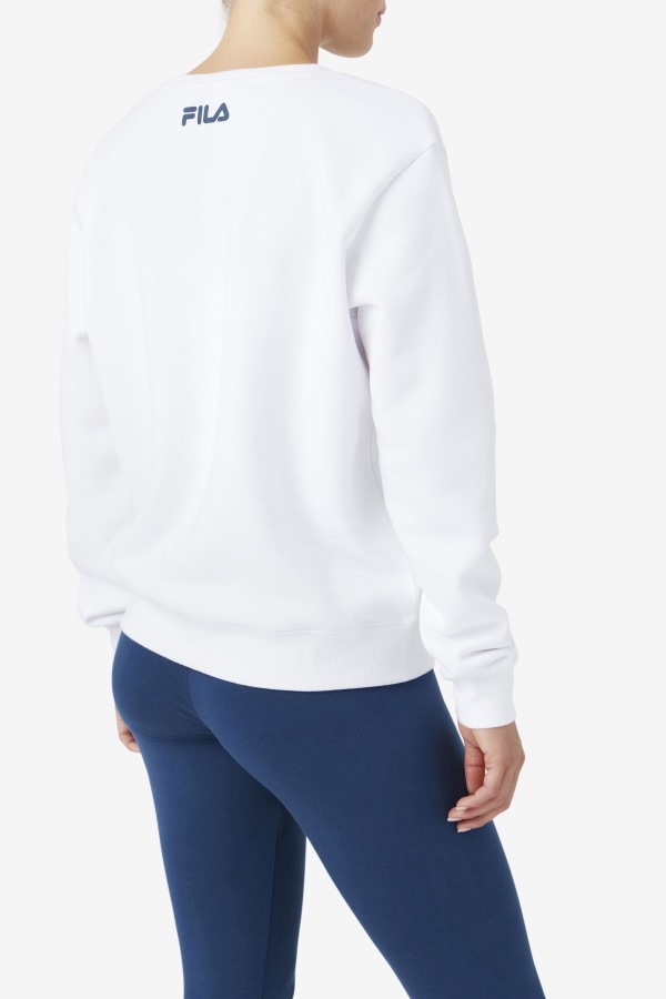 White/Ocean/Yellow Fila Outlets Araceli Crewneck