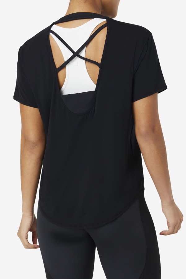 Fila Outlets Fi-Lux Black Short Sleeve Top