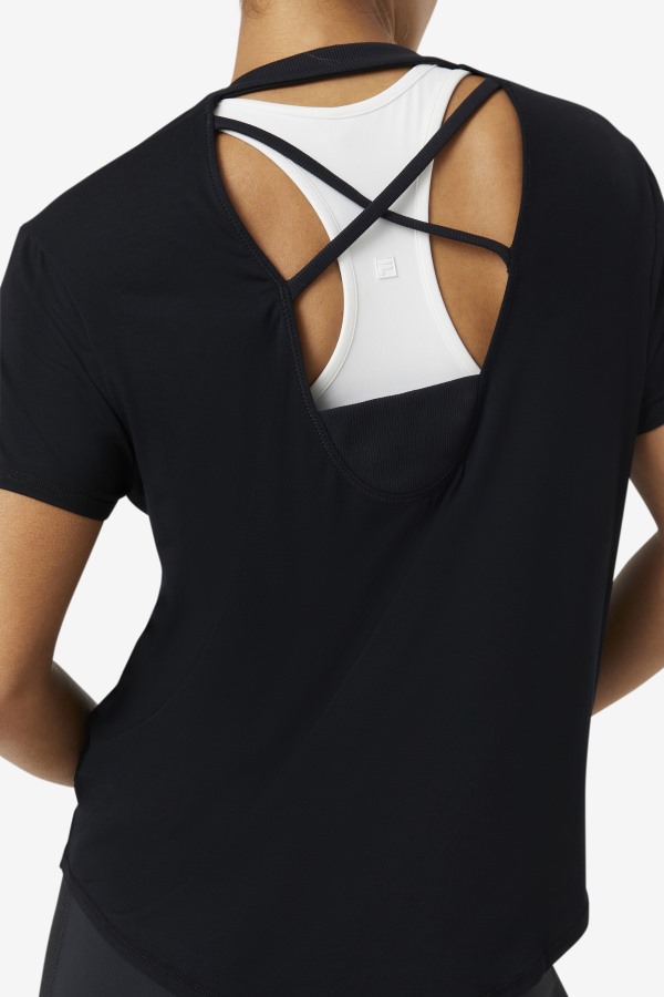 Fila Outlets Fi-Lux Black Short Sleeve Top
